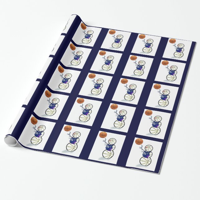 Basketball Lovers Christmas Wrapping Paper (Unrolled)