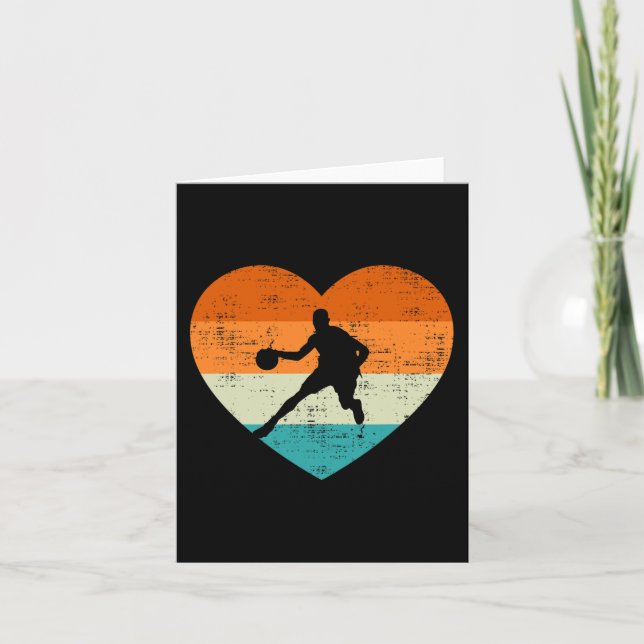 Basketball Lovers Heart Love Retro Valentines Day  Card (Front)