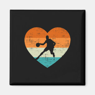 Basketball Lovers Heart Love Retro Valentines Day Magnet