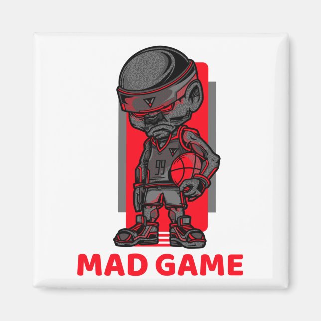Basketball Mad Game Red And Grey  Magnet (Front)