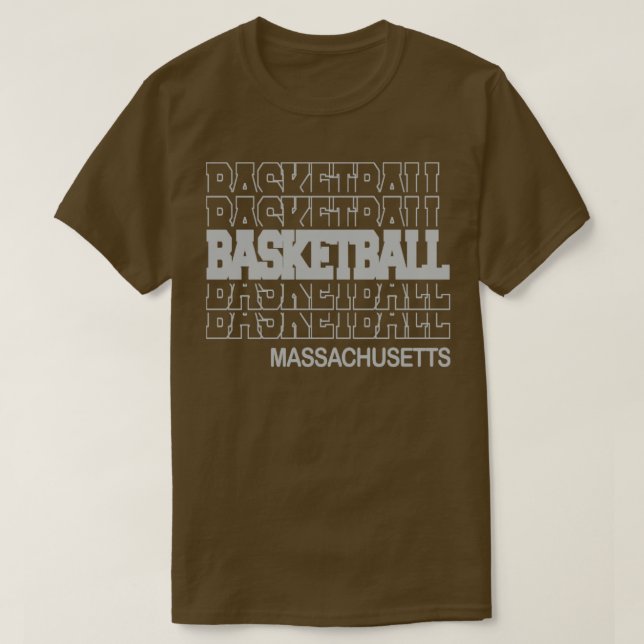 Basketball Massachusetts in Modern Stacked Letteri T-Shirt (Design Front)