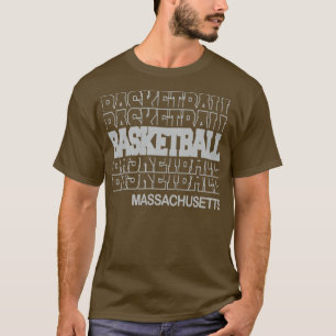 Basketball Massachusetts in Modern Stacked Letteri T-Shirt