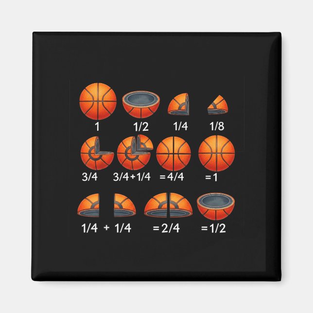 Basketball Math Fraction Back to School Teacher Magnet (Front)