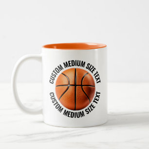 Basketball & Medium Text ORANGE 11oz Custom Two-Tone Coffee Mug