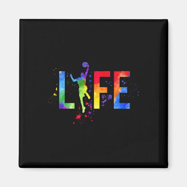 Basketball Mens Ball is Life Watercolor Basketball Magnet (Front)