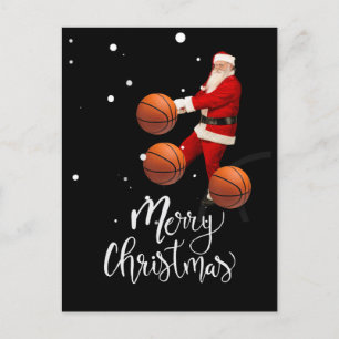 Basketball Merry Christmas with Santa Claus Postcard