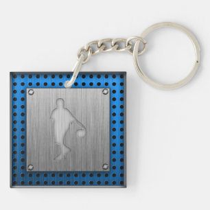 Basketball; metal-look key ring