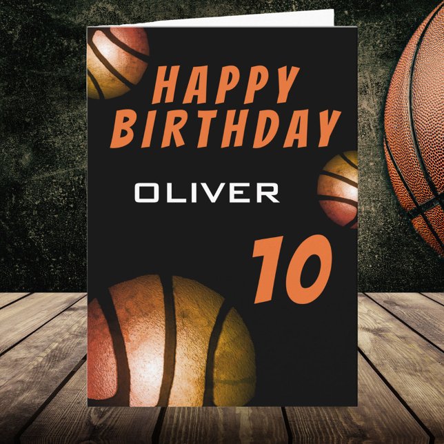 Basketball Metallic Ball Happy Birthday   Card (Creator Uploaded)