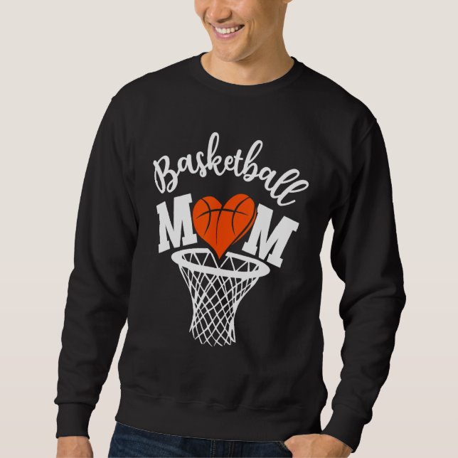 Basketball Mom Cute  Distressed Leopard Mother s D Sweatshirt (Front)