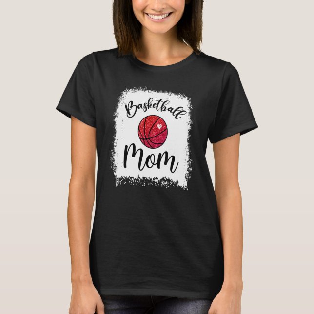 Basketball Mom Leopard Bleached Game Day Women Mot T-Shirt (Front)