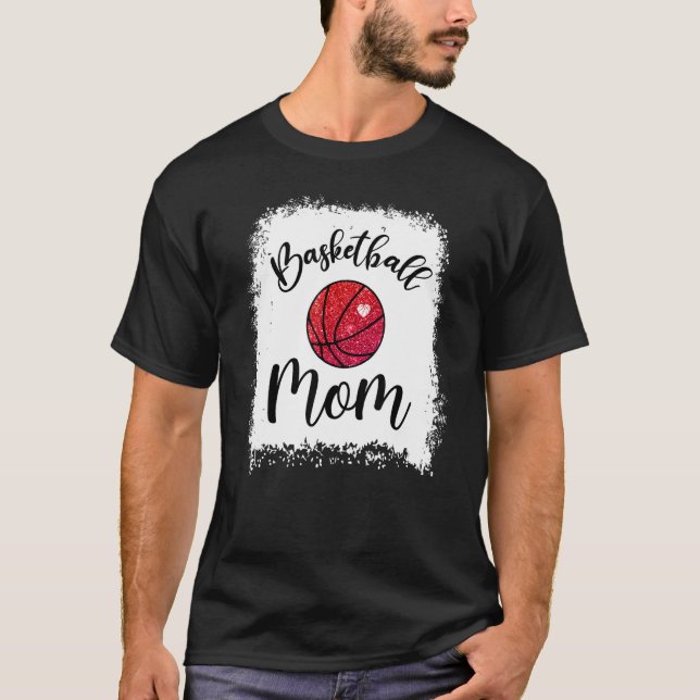 Basketball Mom Leopard Bleached Game Day Women Mot T-Shirt (Front)