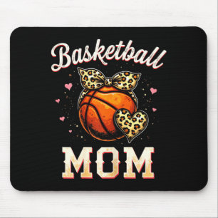Basketball Mom Leopard Heart Bandana Design Mouse Pad