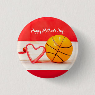 Basketball Mother's Day to mum with love red heart 3 Cm Round Badge