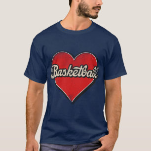 Basketball mum Basketball retro heart T-Shirt