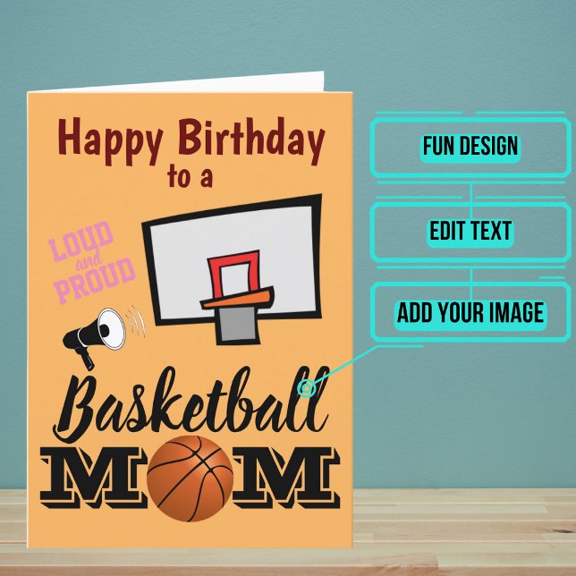 Basketball Mum Birthday Card (Mom is at every game and always there to shout her support.)