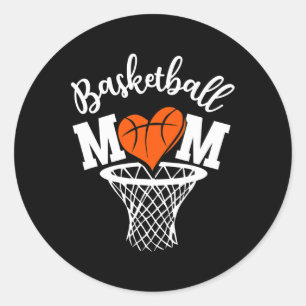 Basketball Mum Cute Novelty Distressed Women Mothe Classic Round Sticker