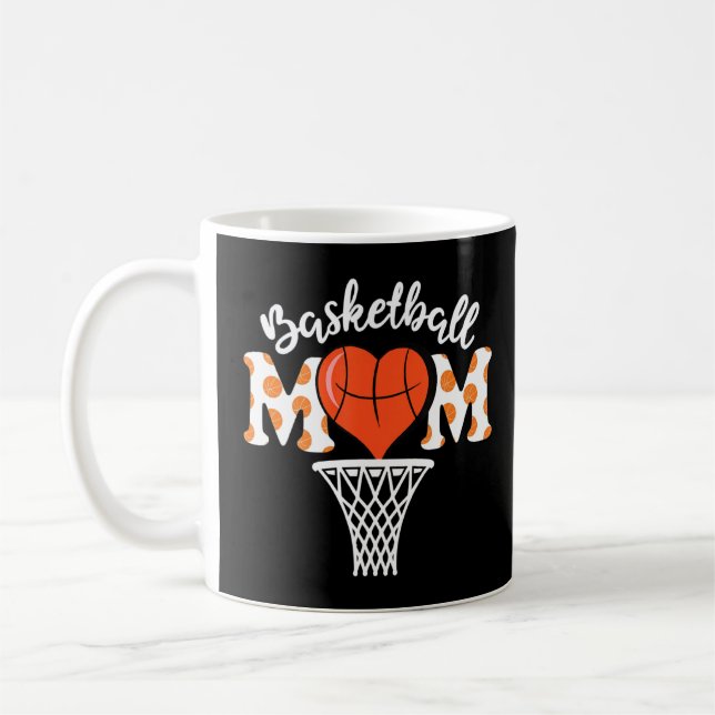 Basketball Mum Heart Funny Sport Lovers Mother's D Coffee Mug (Left)