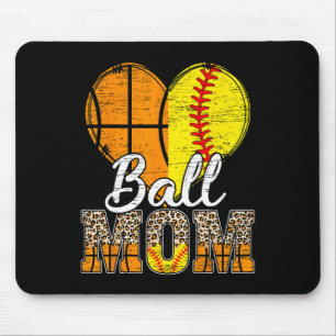 Basketball Mum Heart Softball Mama Leopard Mother' Mouse Pad