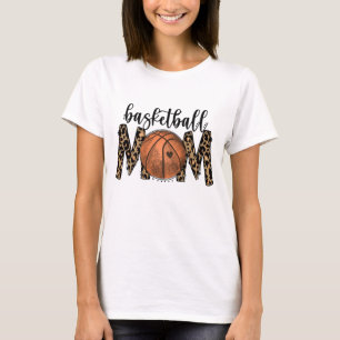 Basketball Mum Leopard Funny Sports Players Mother T-Shirt