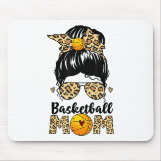 Basketball Mum Leopard Messy Bun Ball Mum Mother Mouse Pad