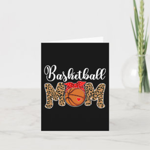 Basketball Mum Leopard Messy Bun Game Day Fun Moth Card