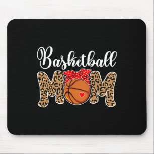 Basketball Mum Leopard Messy Bun Game Day Fun Moth Mouse Pad