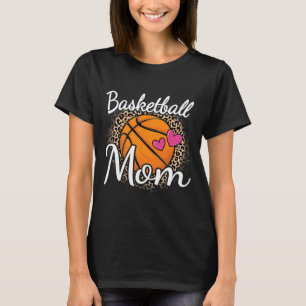 Basketball Mum Leopard Print Basketball Women Mama T-Shirt