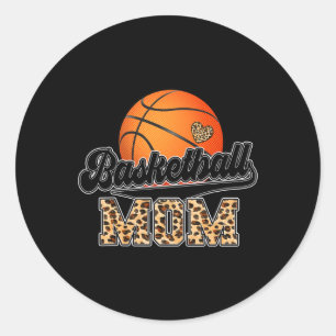 Basketball Mum Leopard Senior 2023 Graduation Moth Classic Round Sticker