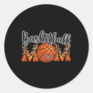Basketball Mum Leopard Senior 2023 Graduation Moth Classic Round Sticker