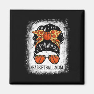 Basketball Mum Messy Bun Hair Player Mum Mothers D Magnet