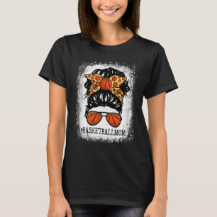 Basketball Mum Messy Bun Hair Player Mum Mothers D T-Shirt