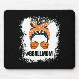 Basketball Mum Messy Bun Proud Mama Bball Basketba Mouse Pad