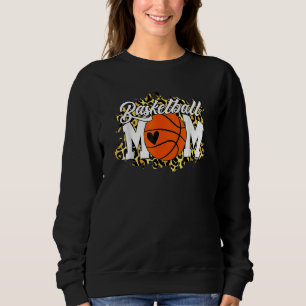 Basketball Mum  Mothers Day Leopard Heart Ball Sweatshirt