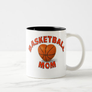 Basketball Mum - Powered by Caffeine Two-Tone Coffee Mug