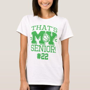 Basketball Mum Senior Green Jersey Number & Name T-Shirt