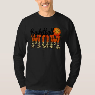 Basketball Mum With Leopard And Red Heart For Moth T-Shirt
