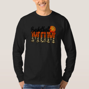 Basketball Mum With Leopard And Red Heart For Moth T-Shirt