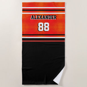 Basketball Name and Jersey Number Beach Towel