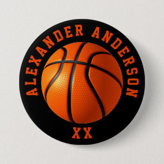 Basketball Name and Jersey Personalise 7.5 Cm Round Badge