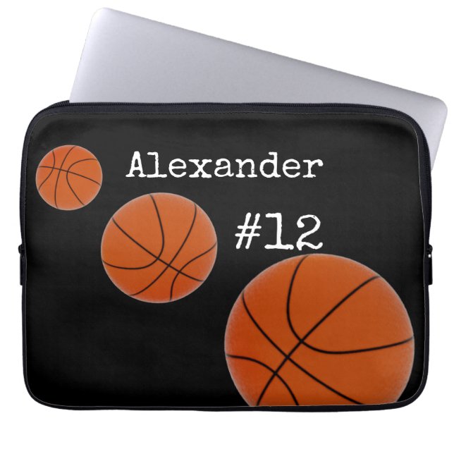 Basketball Name and Number Black background  Laptop Sleeve (Front)