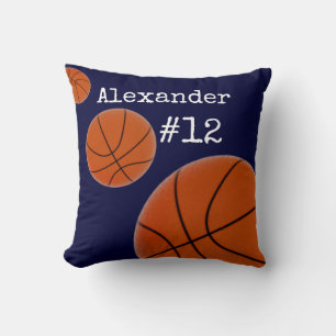 Basketball Name and Number Navy Blue background Cushion