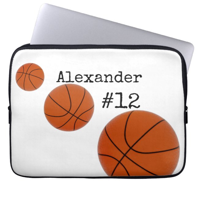 Basketball Name and Number White background Laptop Sleeve (Front)