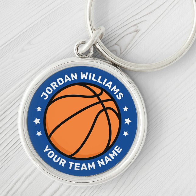 Basketball name and team white stars blue key ring (Creator Uploaded)