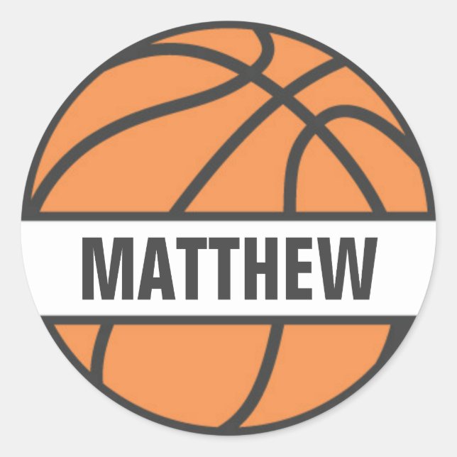 Basketball name tag stickers for kids (Front)