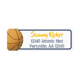 Basketball Navy & Gold Address Return Address Label