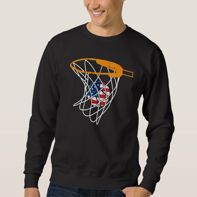 Basketball Net 4th Of July Retro Sports Player Ath Sweatshirt (Front)