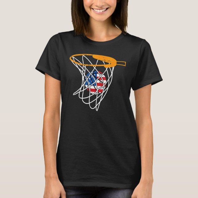 Basketball Net 4th Of July Retro Sports Player Ath T-Shirt (Front)