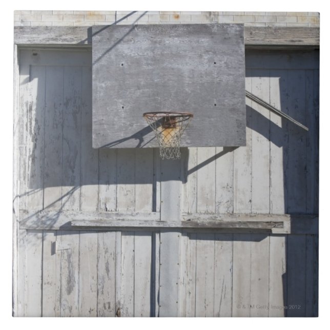 Basketball net on rustic building ceramic tile (Front)
