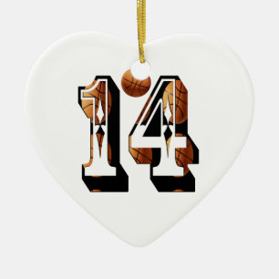 Basketball Number 14 Logo, Ceramic Ornament