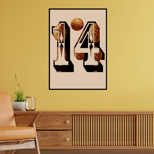 Basketball Number 14 Made From Basketballs,  Poster (Living Room 2)